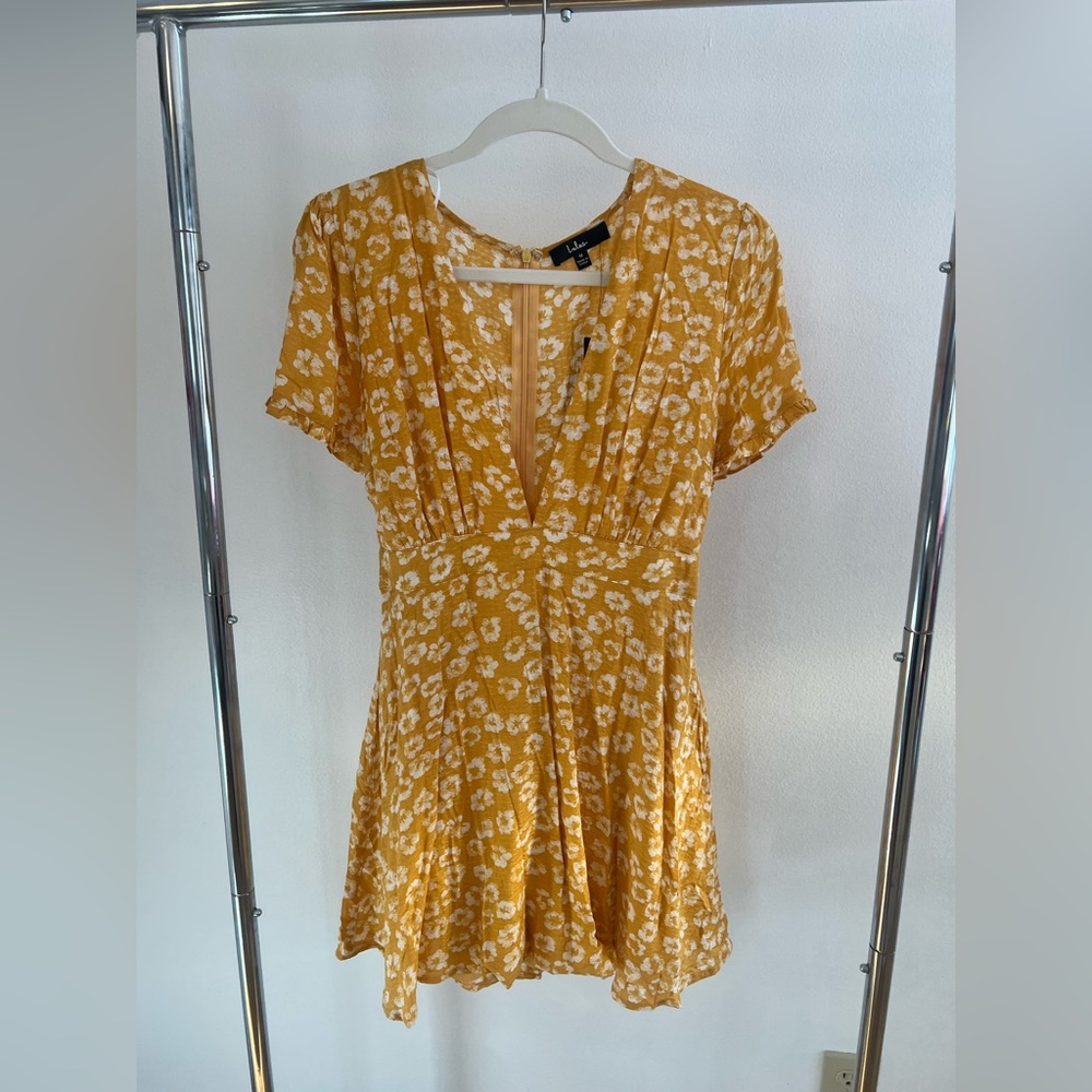 Lulu's Mustard Floral Mini Dress